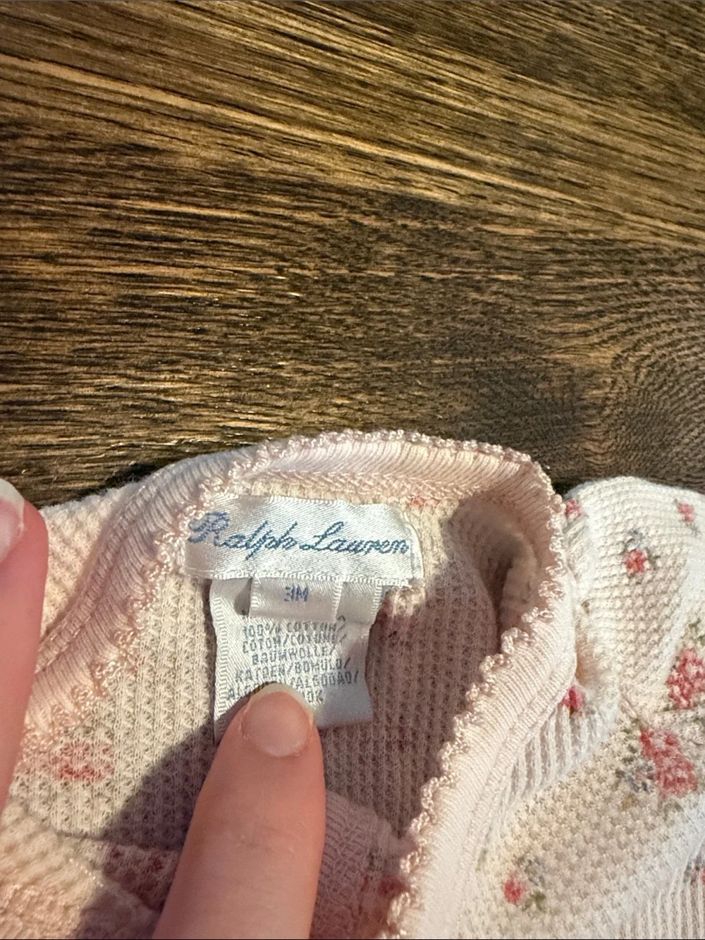 Ralph Lauren kids Pink Floral Ribbed Baby Footed One-Piece